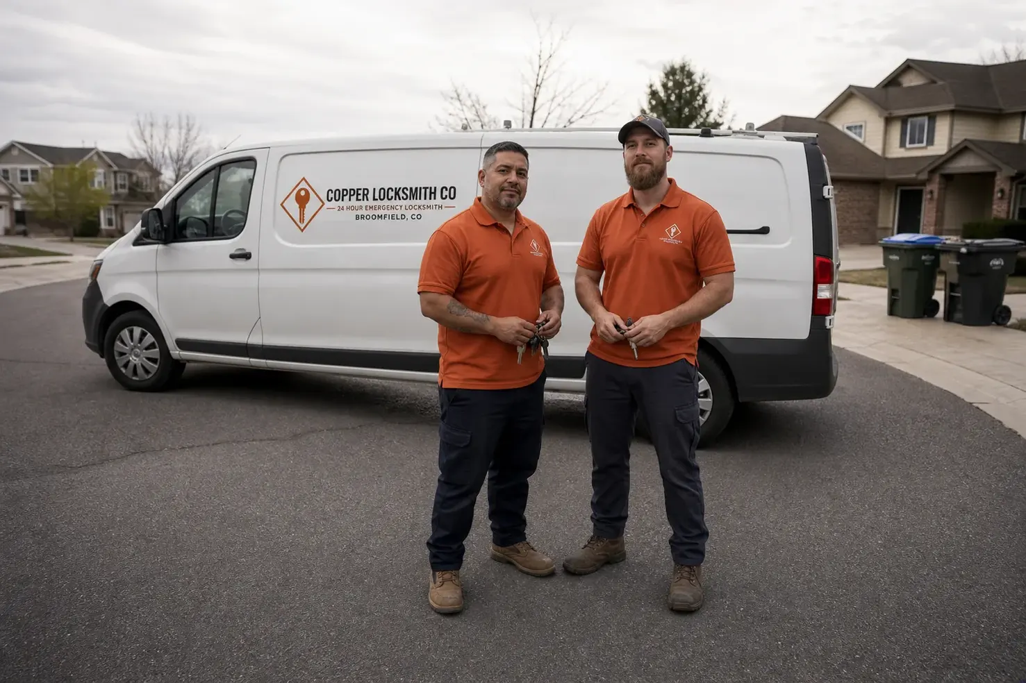 Copper Locksmith Co locksmith technicians and the service van in Broomfield